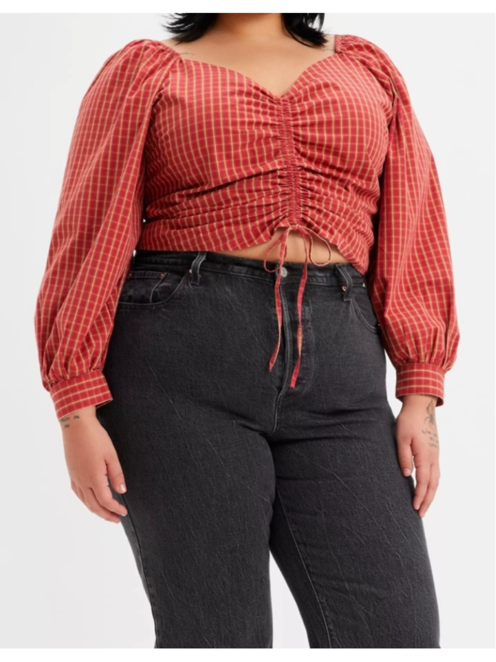 Levi's Devin Blouse Size 3X Zelda Plaid - Red